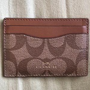 Coach Signature Card Holder Brown